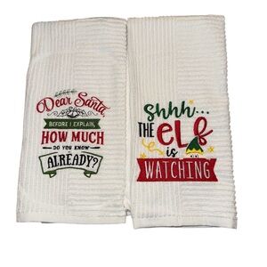 Elf on the Shelf & Santa Christmas Kitchen Towels